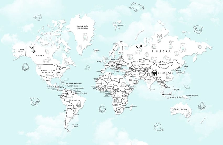 Фотообои A 203 Hand drawn World