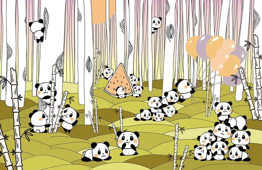Фотообои A 052 Caramel Pandas