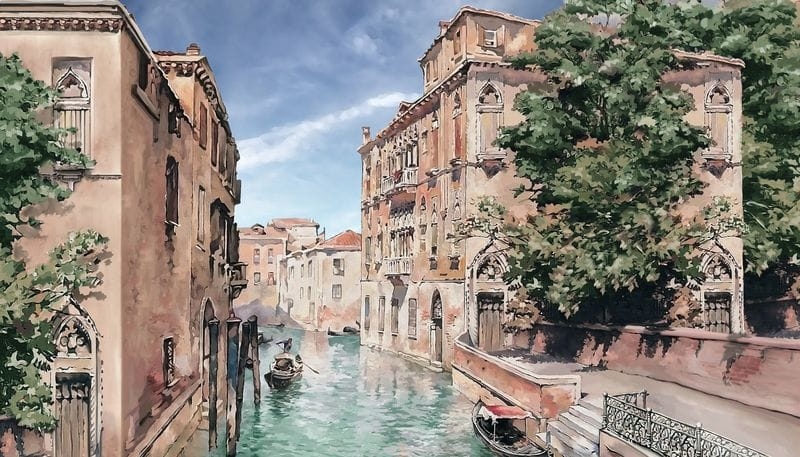 Фотообои Старая Венеция на рисунке
