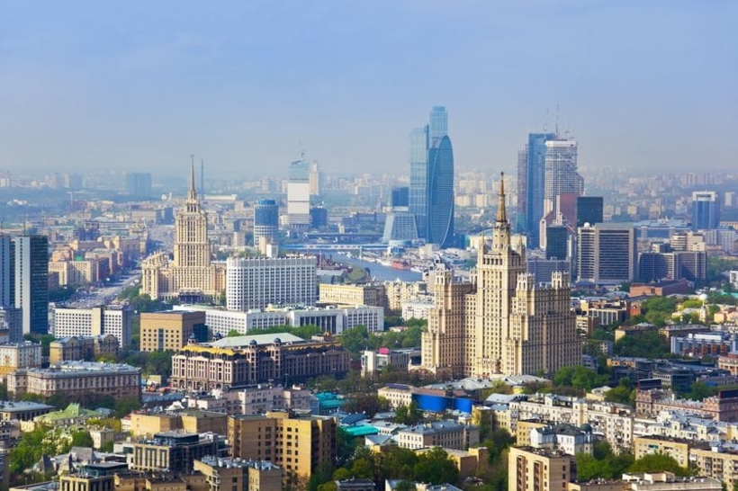 Фотообои Сталинские высотки и Москва-Сити