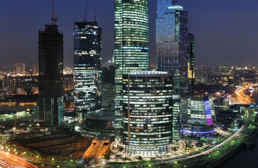 Фотообои Москва-Сити в огнях