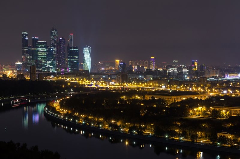 Фотообои Москва в ночных огнях