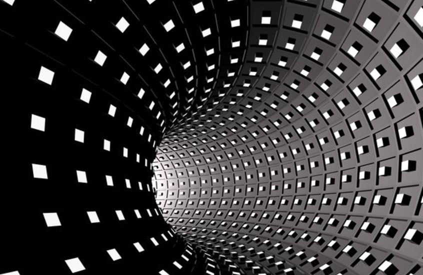 Фотообои 3д черный туннель со светом