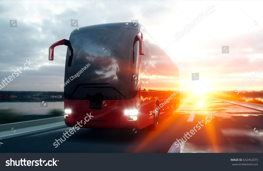 Фотообои Красный автобус на закате