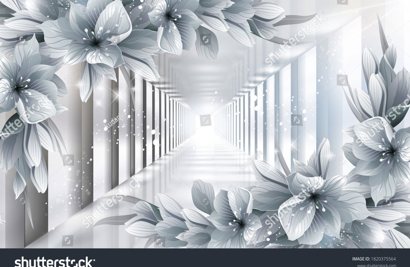 Фотообои Туннель и серые цветы