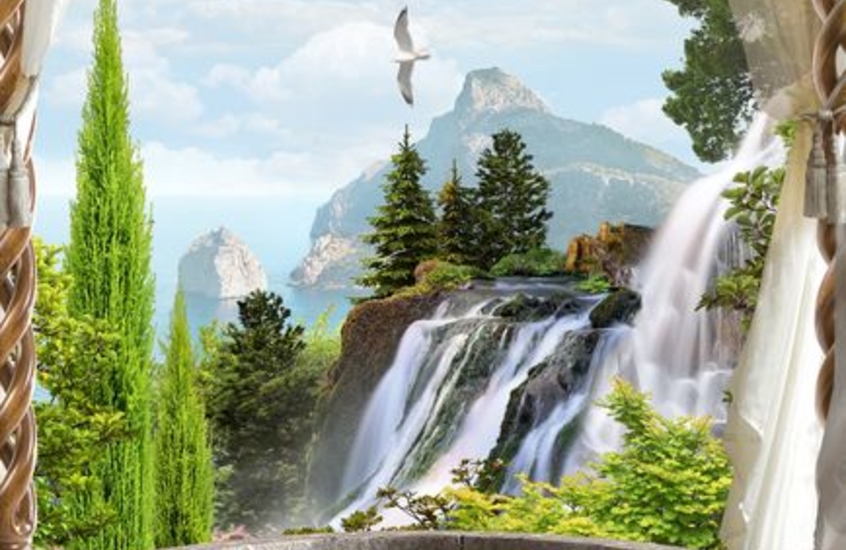 Фотообои Балкон у водопада