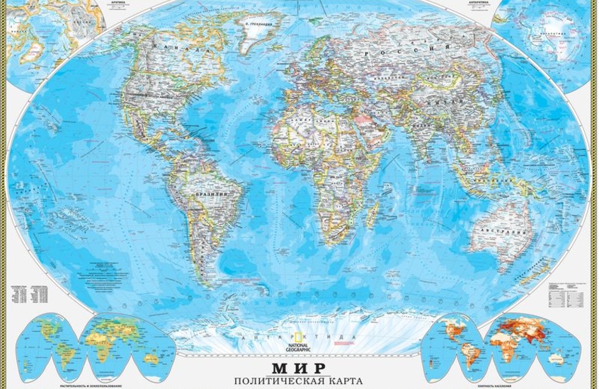 Фотообои Подробная карта мира