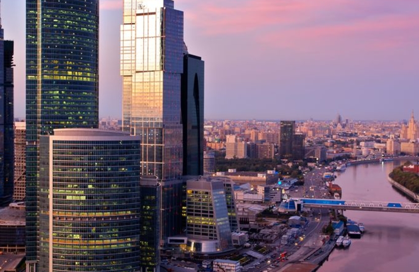 Фотообои Закат над Москва-Сити