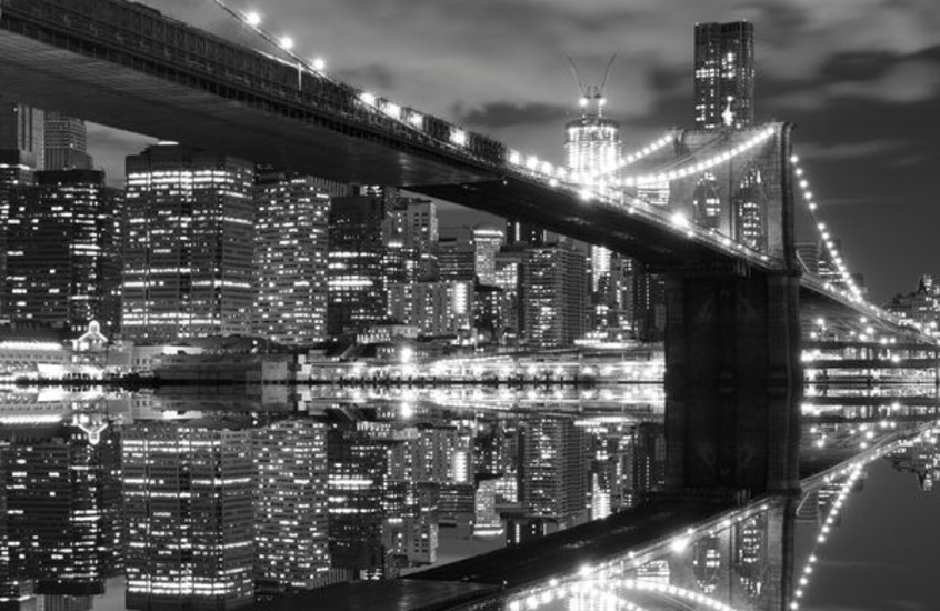 Фотообои Бруклинский мост в черно-белом цвете