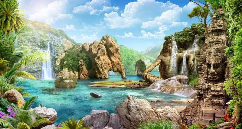Фотообои Водопады и статуи