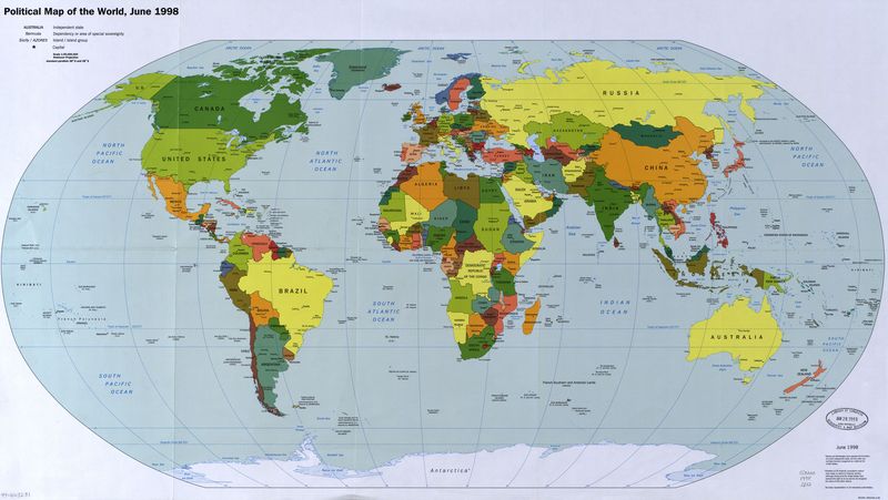 Политическая карта мира от 1998