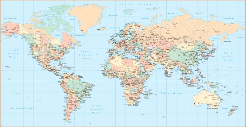 Светлая карта мира