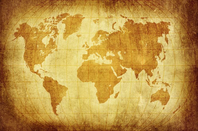 Золотистая карта мира