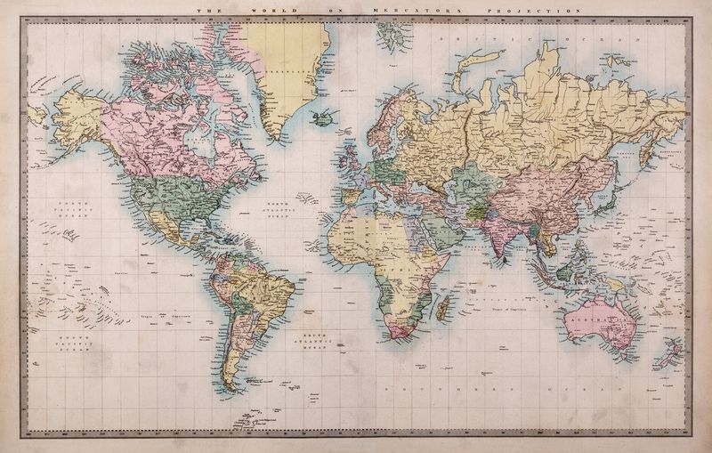 Розовая Политическая карта мира