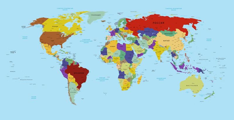 Плдробная Политическая карта мира