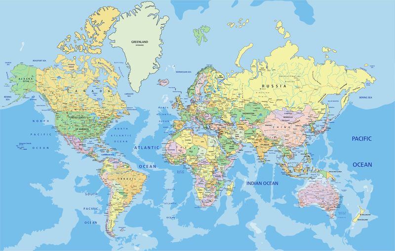 Политическая карта мира (Голубая)