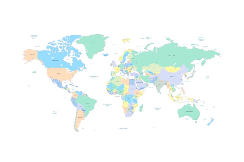 Политическая карта мира (Белый фон)