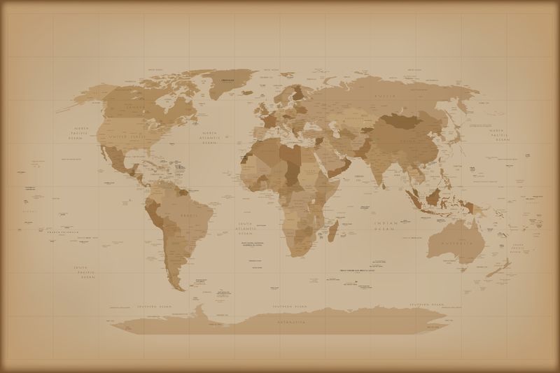 Бежевая карта мира