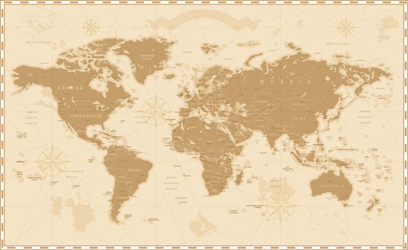 Карта мира на бежевом фоне