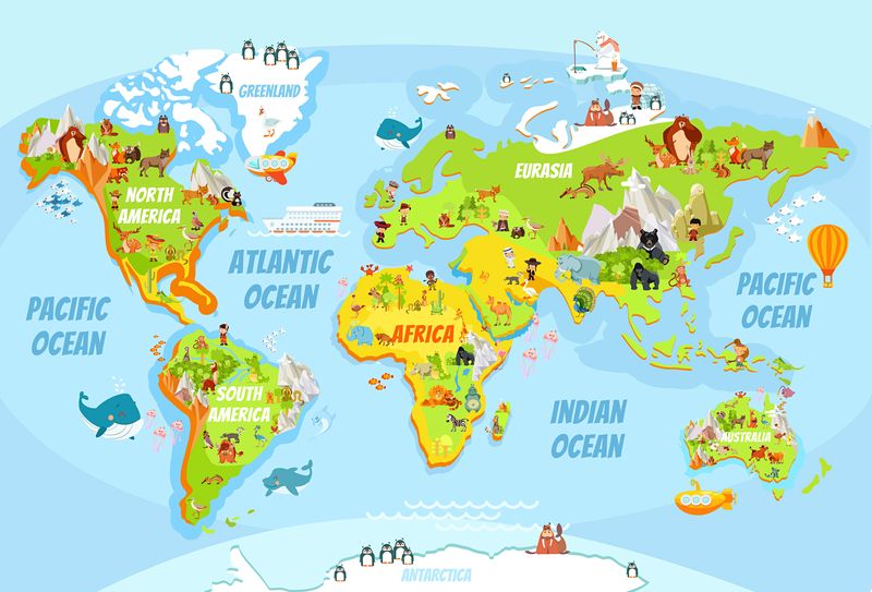 Яркая Детская карта мира