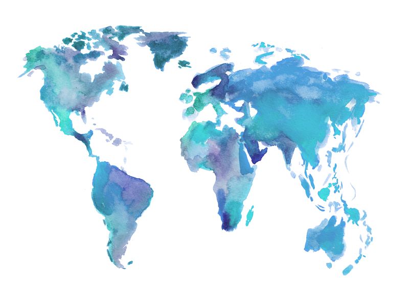 Акварельная Карта мира