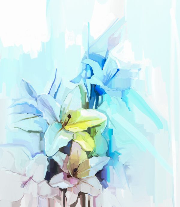 Белые и голубые лилии