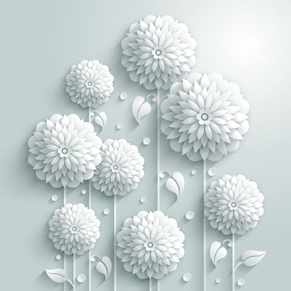 3Д белые бумажные цветы