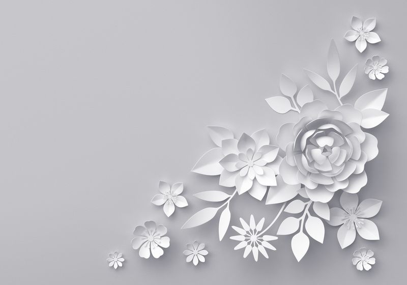 3D цветы на белом фоне