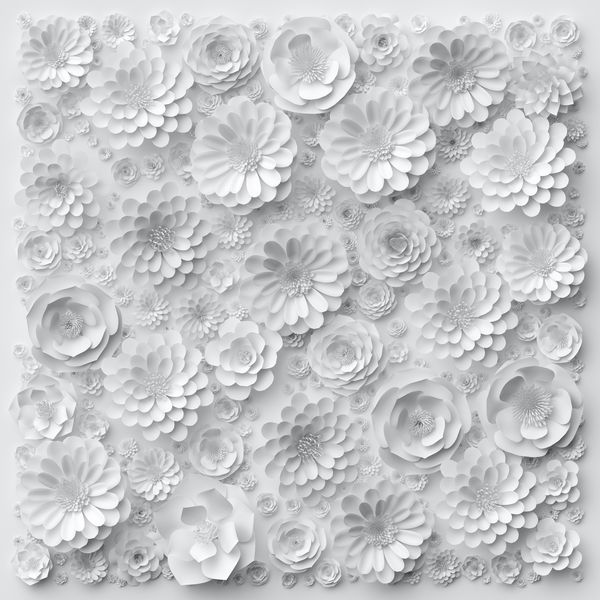 3Д белые цветы на белом фоне