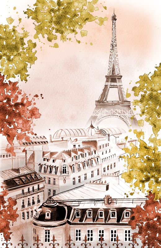 Вид на Париж в розовых тонах