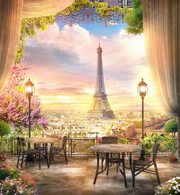 Кафе в Париже с видом на башню