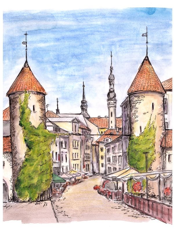 Нарисованные башни старого города