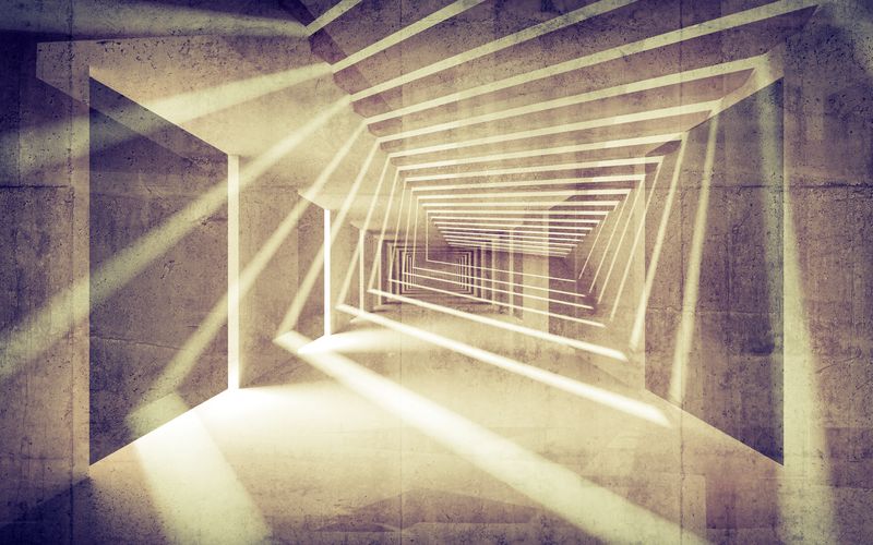 Лучи света в 3Д коридоре