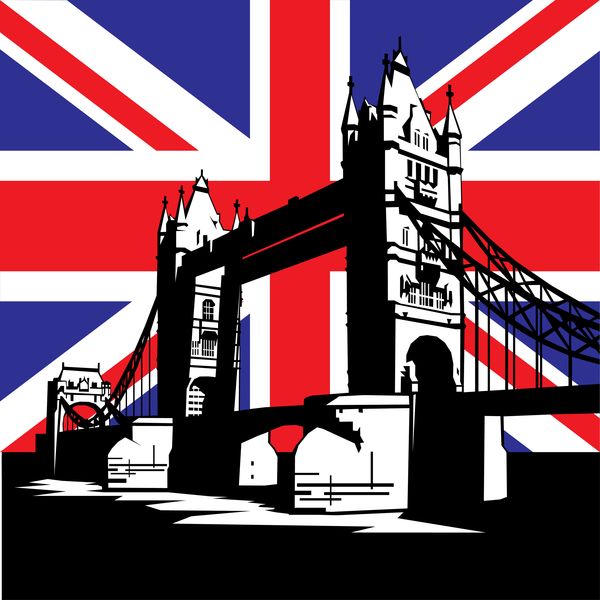 Флаг Великобритании и Тауэрский мост