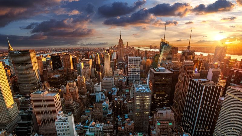 Панорама Нью-Йорка на рассвете