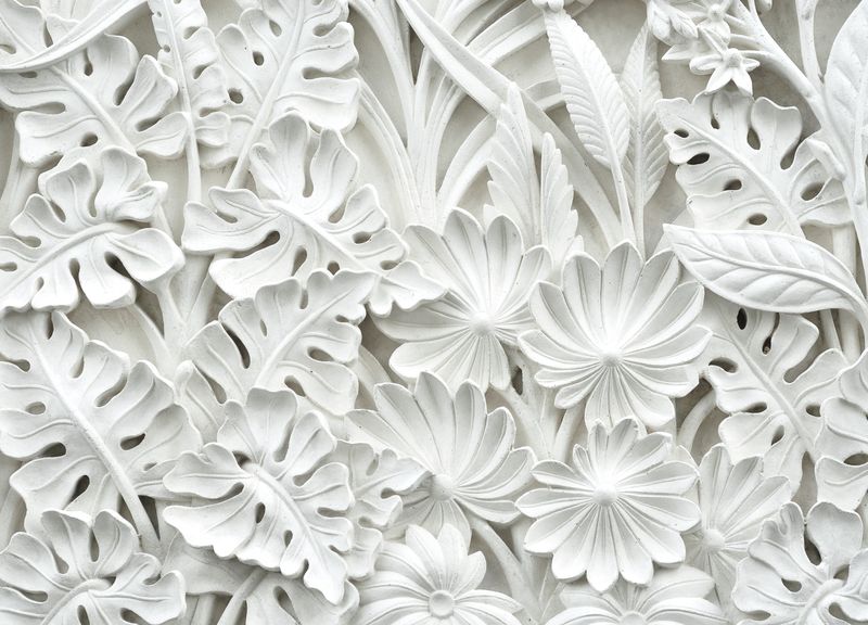 3Д белые бумажные листья