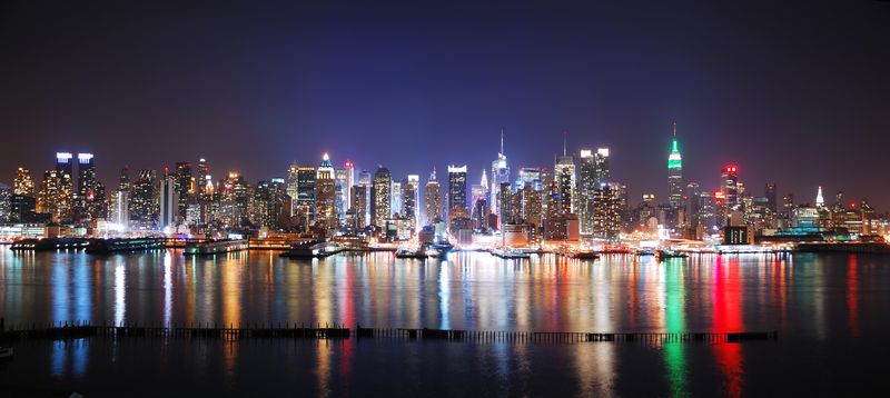 Панорама Нью-Йорка ночью