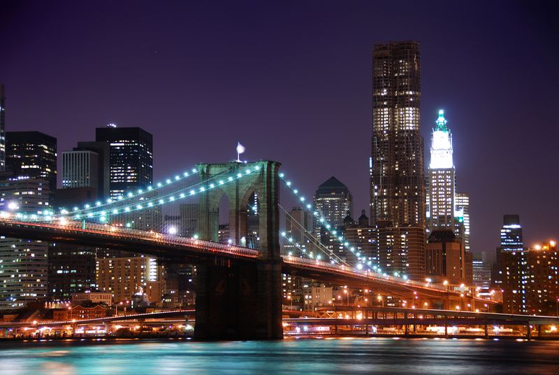 Самый известный вид Бруклинского моста