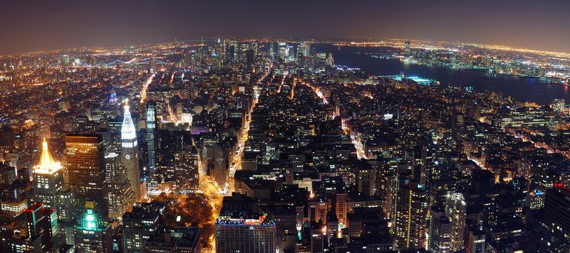 Панорама ночного Нью-Йорка с высоты