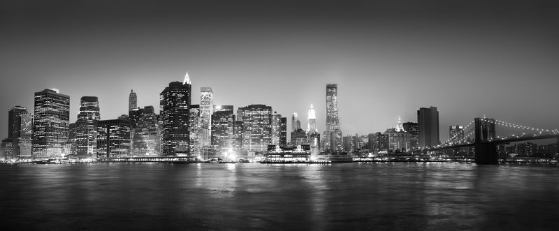 Черно-белая панорама Нью-Йорка