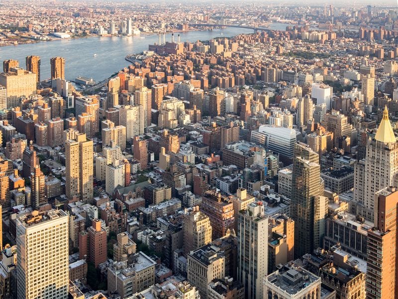 Вид на центр Нью-Йорка с высоты
