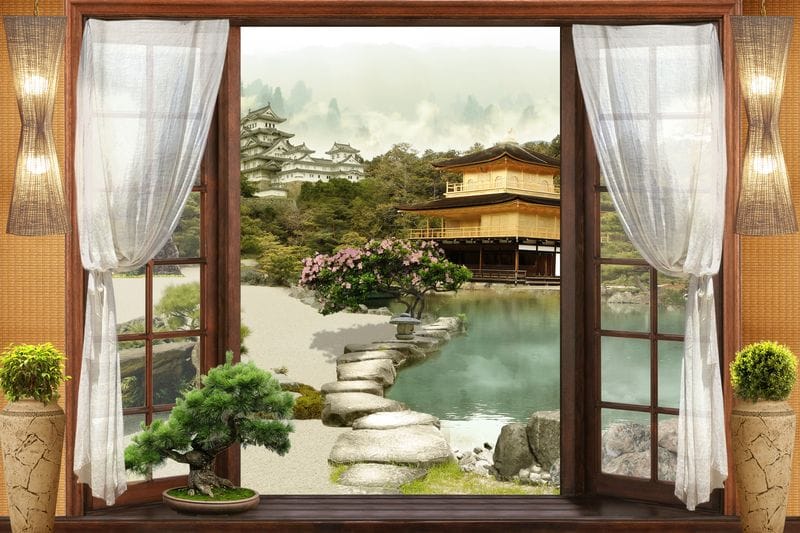 Японский сад за окном
