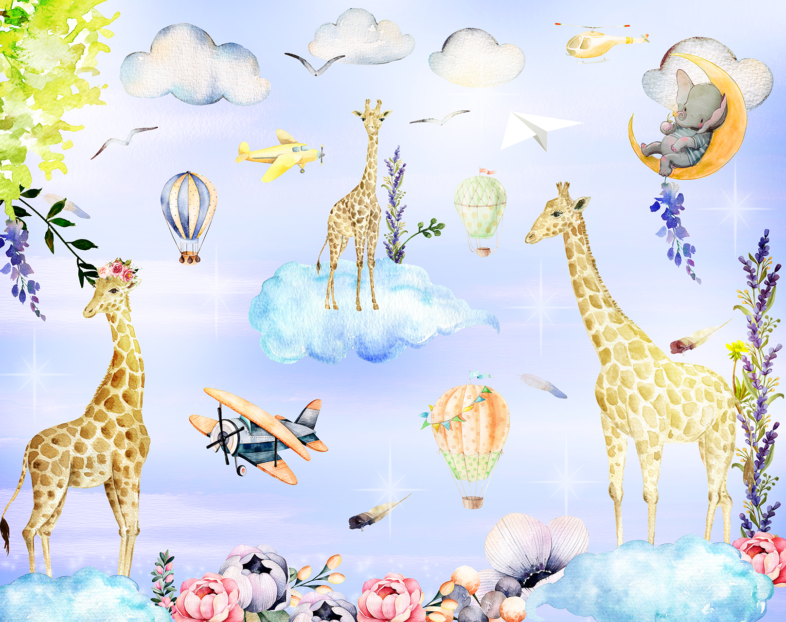 Жирафы на облаках