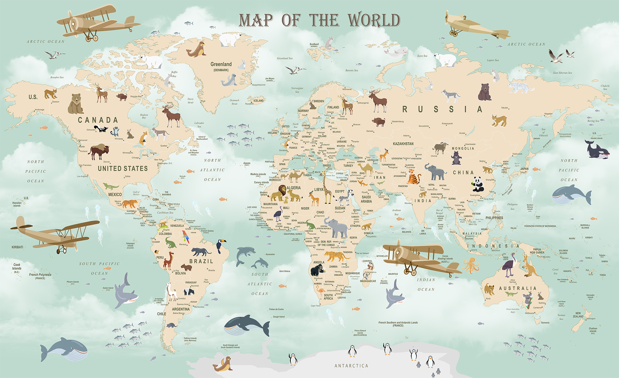 Бирюзовая карта мира