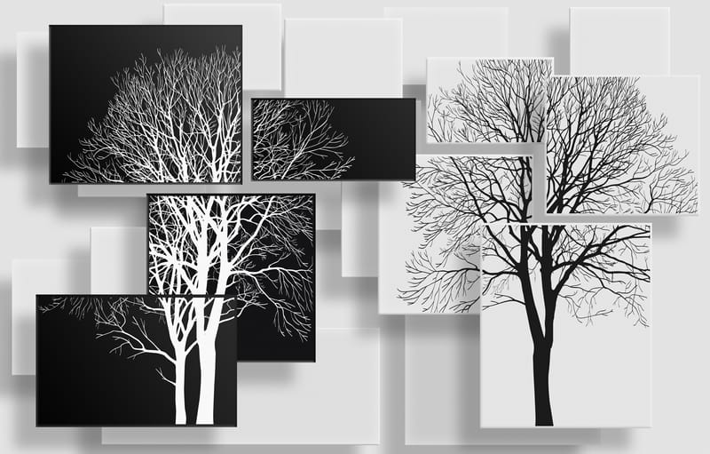 3Д деревья на фоне панелей