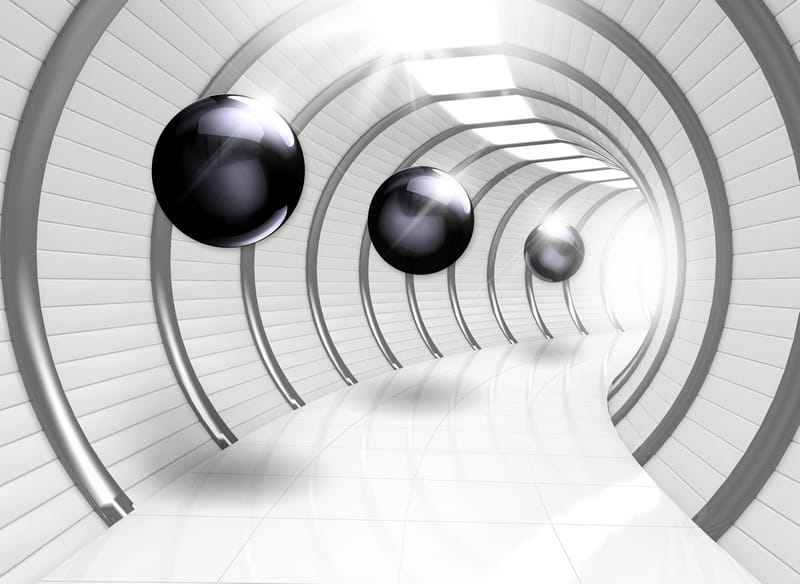 3Д черные шарики в туннеле