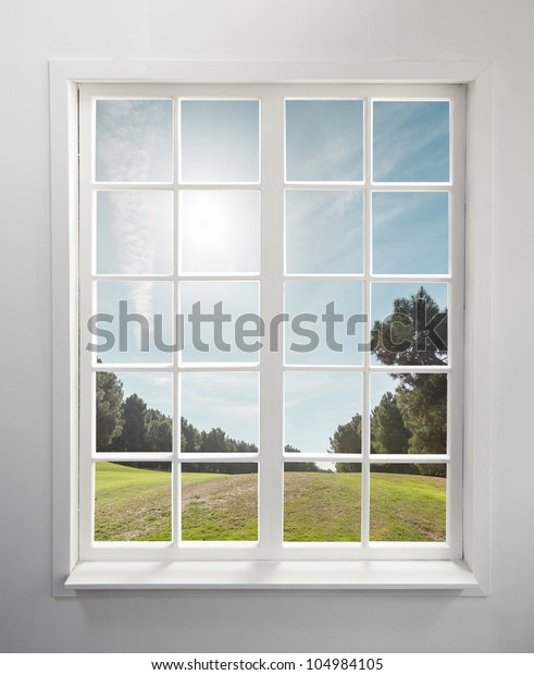 Вид на поле из белого окна