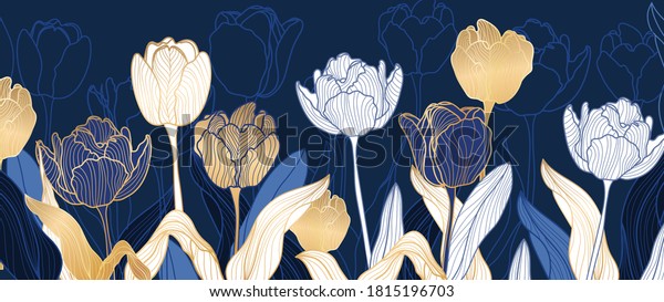 Силуэт тюльпанов на синем фоне