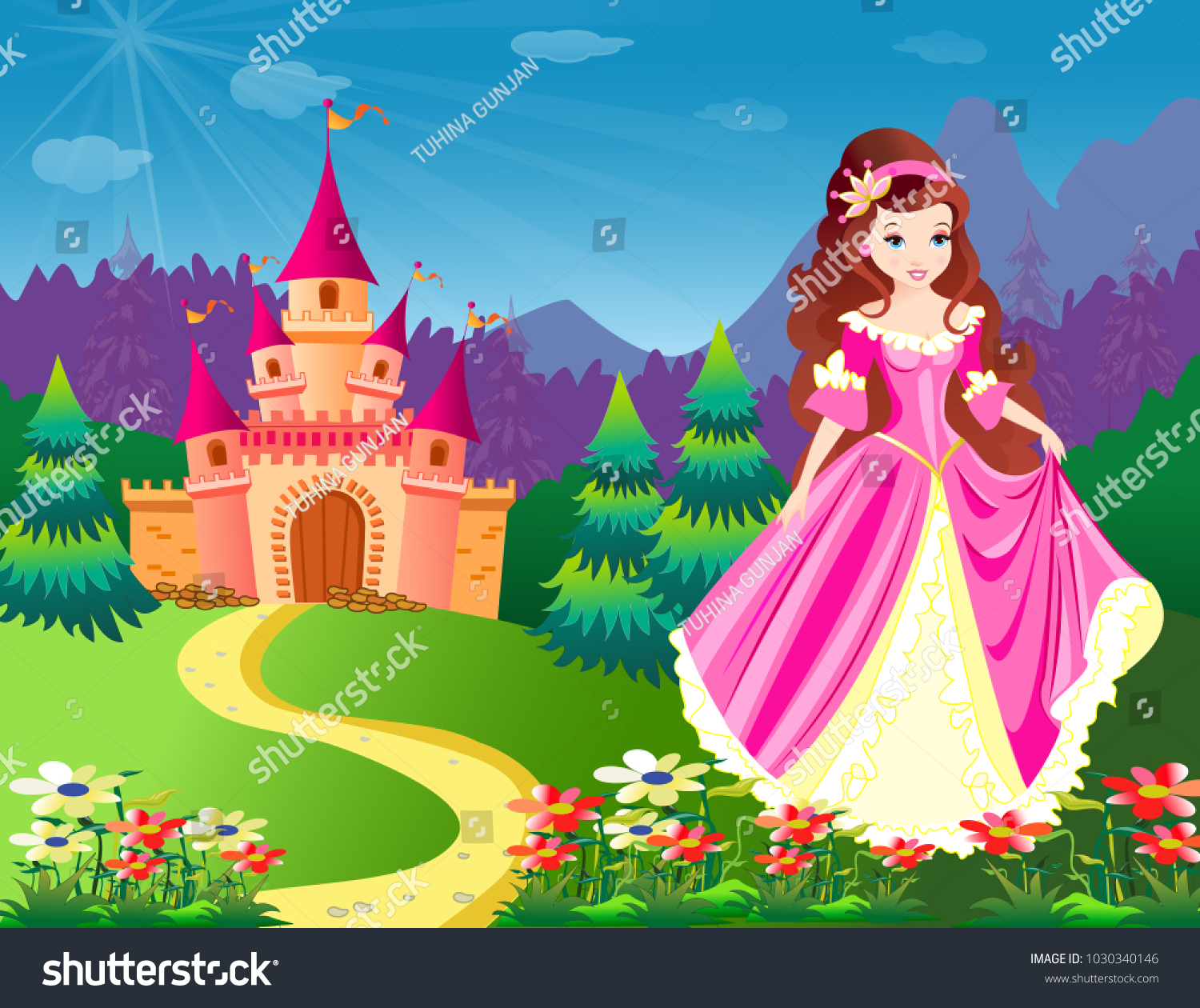 Милая принцесса возле замка