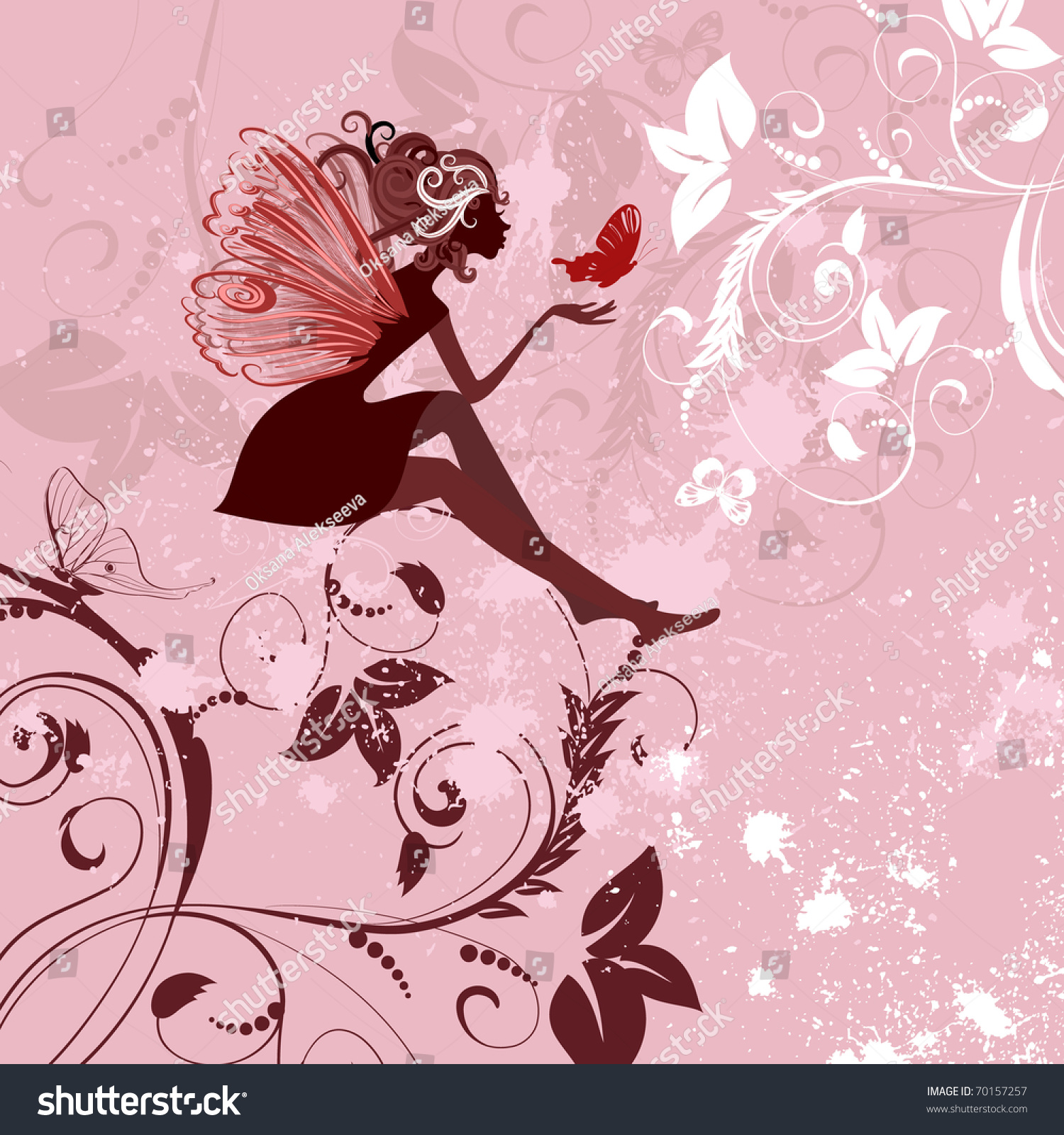 Фея принцесса на розовом фоне